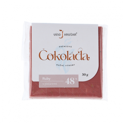 Čokoláda Ruby 48% s pistáciemi 30 g photo